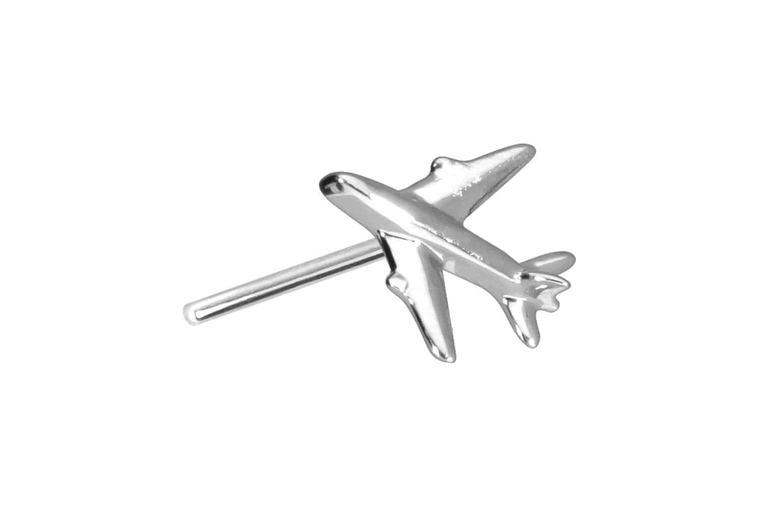 14 Karat Gold Aufsatz mit Titan Push Pin FLUGZEUG von Piercingline